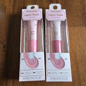 NWT 2 Marie Claire Liquid Blush Soft Pink & Dusty Pink Cushion Applicator 15 Ml